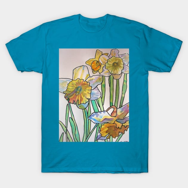 Daffodil Watercolor Abstract Painting T-Shirt by SarahRajkotwala